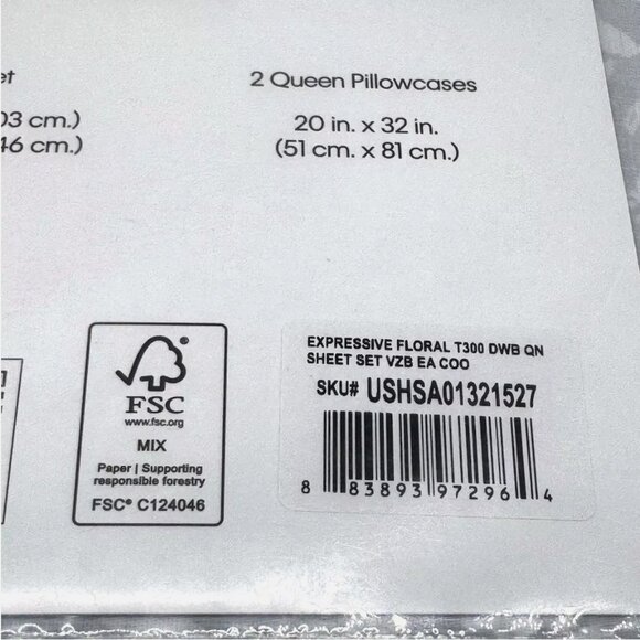 4pc Calvin Klein Expressive Floral Queen Sheet Set Dusty Blue Gray Sateen 300tc - Picture 6 of 7